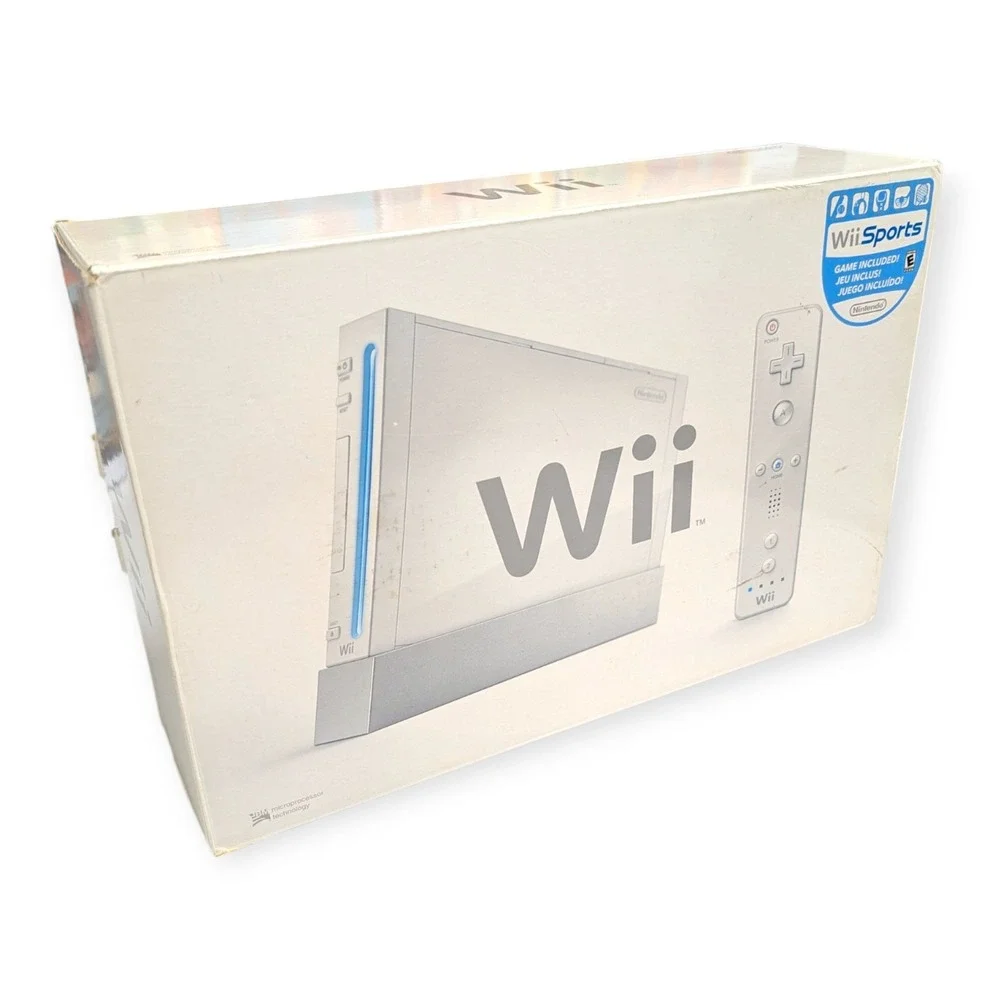 Nintendo Wii Console RVL-001 White Bundle w/ Wii Sports Two Remotes Boxed Tested